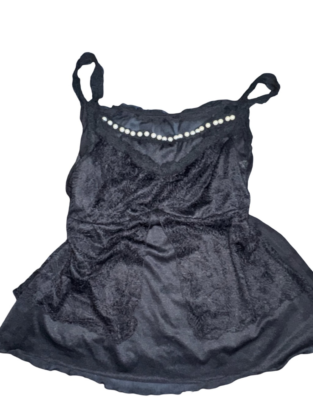 Vintage Black Sheer Lace Tank Top Cami Romantic Goth Y2K size XL
